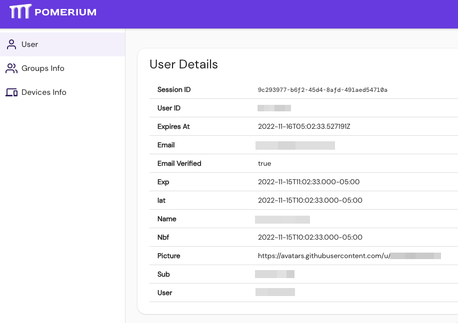 user details page