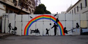 [“Tomorrow,” a mural painted by Zeft and collaborators on the wall of Mansour Street.]