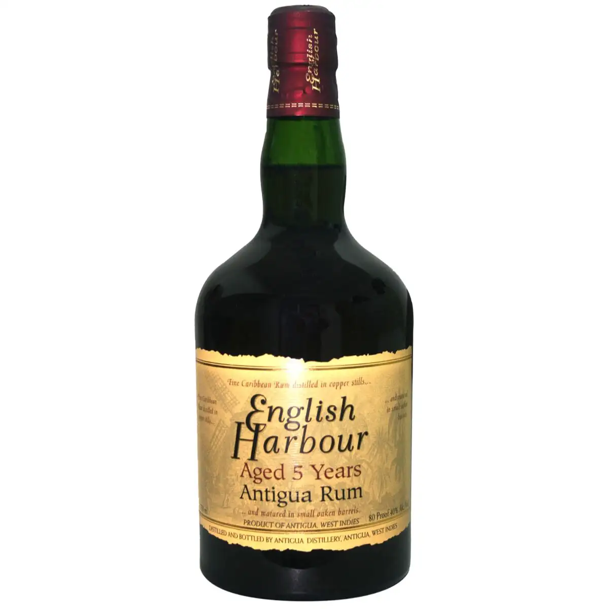 Image of the front of the bottle of the rum English Harbour 5 Years