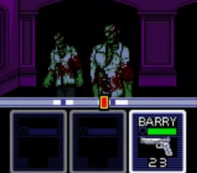 a screenshot of the Resident Evil Gaiden battle system, which Squidge describes as similar to Rock Band a screenshot of the Resident Evil Gaiden battle system, which Squidge describes as similar to Rock Band