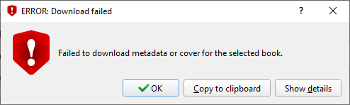 Calibre metadata error