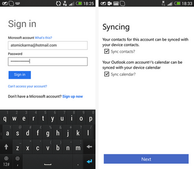 outlook contacts android sync phone transfer windows pc without account sign backup use