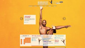 Screenshot of Alvin Ailey website homepage