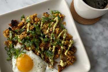 Leftover rice with egg and scallion
