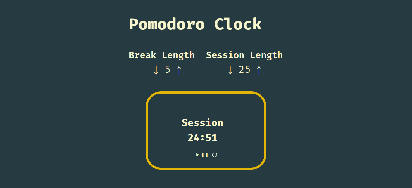 Pomodoro clock project screenshot