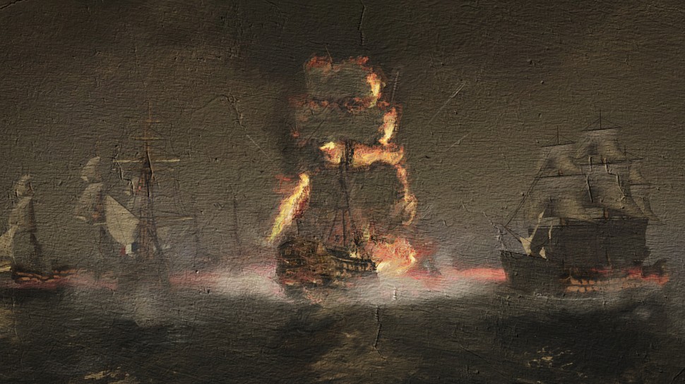 The explosion of the French ship L'Océan