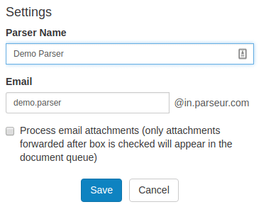 Tick the box if you want to parse email attachments as new documents