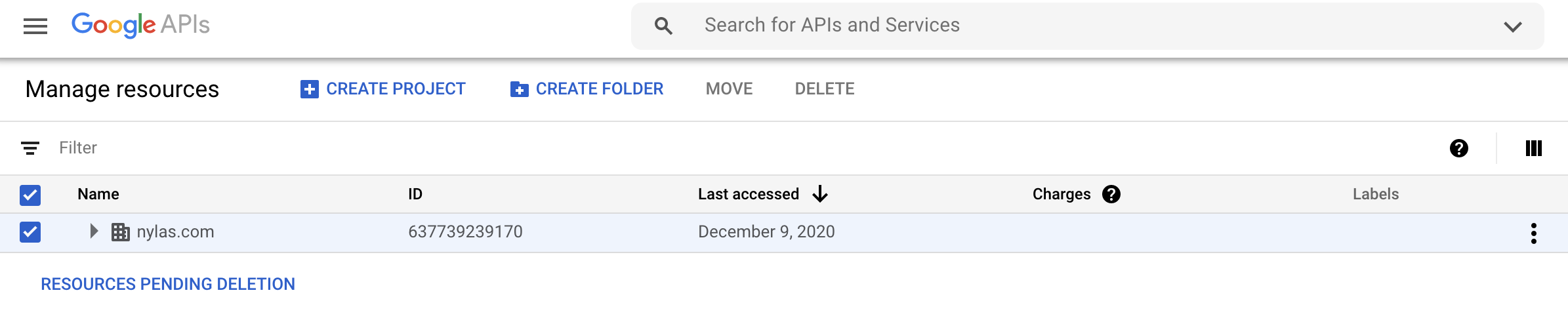 Google Console Create Project
