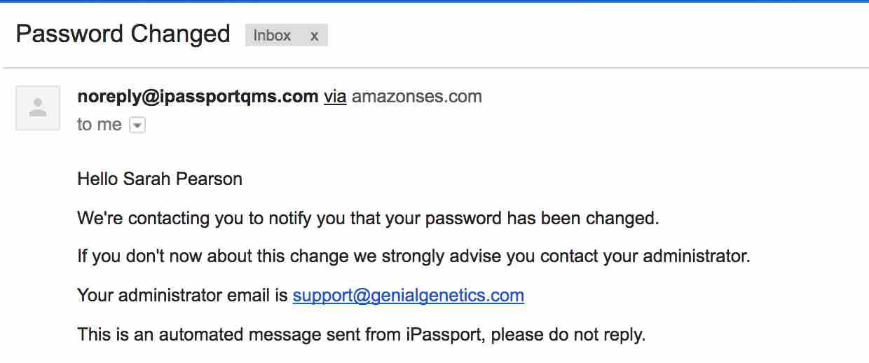 password changed email