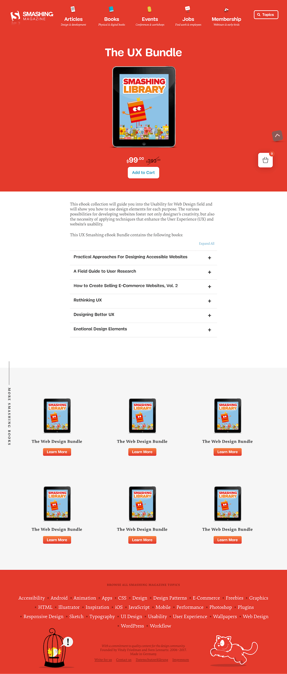 Screenshot of the Smashing Magazine Books page