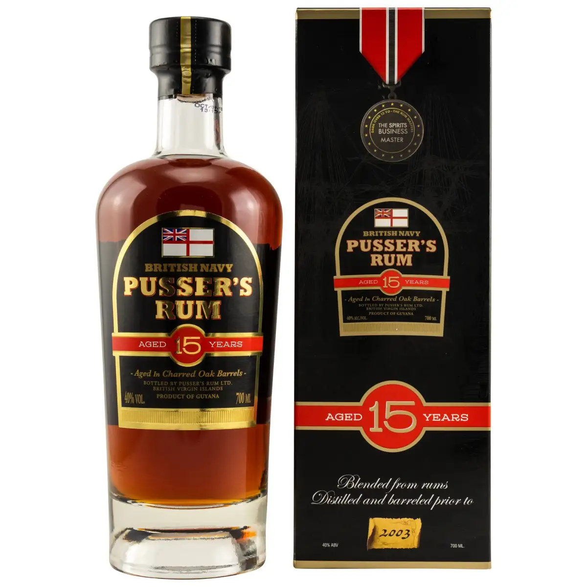 Image of the front of the bottle of the rum Aged 15 Years