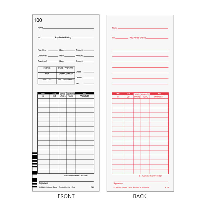 Lathem 7500E Time Cards (9 in) - Pack of 1000