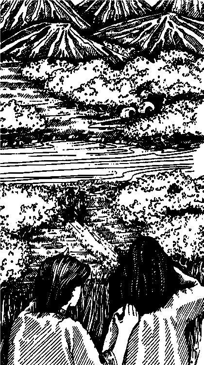 You and Vivaldi look over a river and mountains.