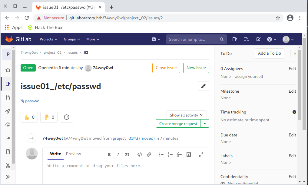 Laboratory Gitlab Project02 issue moved