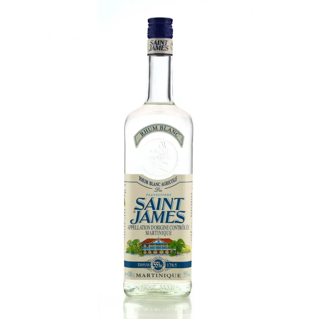 Image of the front of the bottle of the rum Blanc