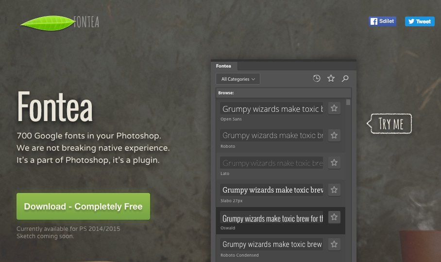 FonTea, Cara mudah pake Google Font di Photoshop