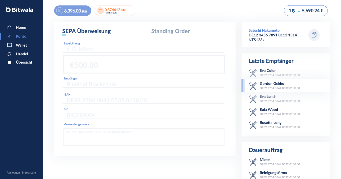 Ein Bankkonto mit Krypto integriert Ein Bankkonto mit Krypto integriert