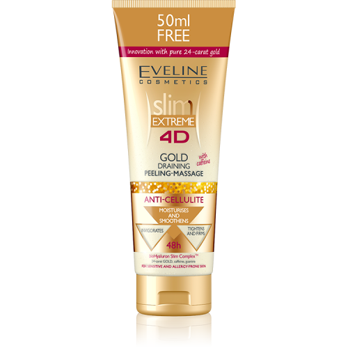 EVELINE Slim Extreme 4D GOLD koffein tartalmú méregtelenítő anticellulit peeling-masszázs krém 250 ml