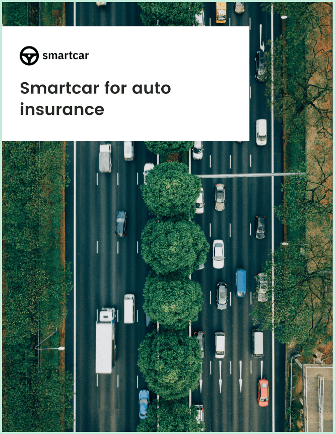 Front-page of Smartcar’s auto insurance white paper showing cars on a highway from a bird’s eye view