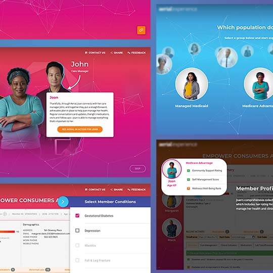 Screenshots of a healthcare marketing site
