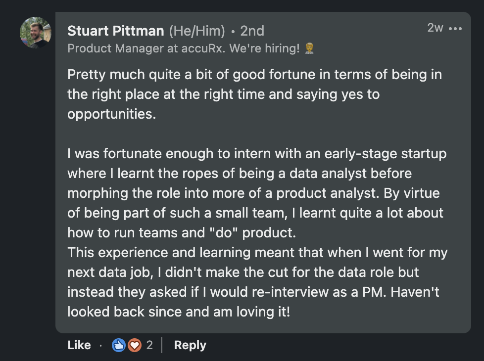 LinkedIn response from Stuart Pittman.