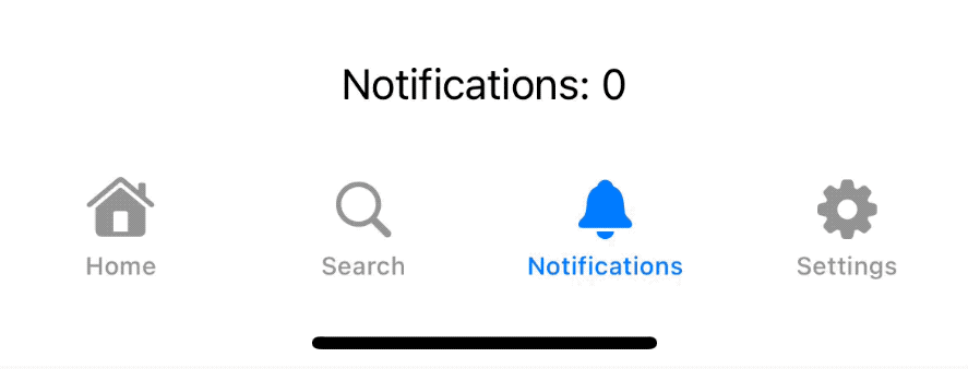 An example of how a badge response to the unreadNotifications changes.