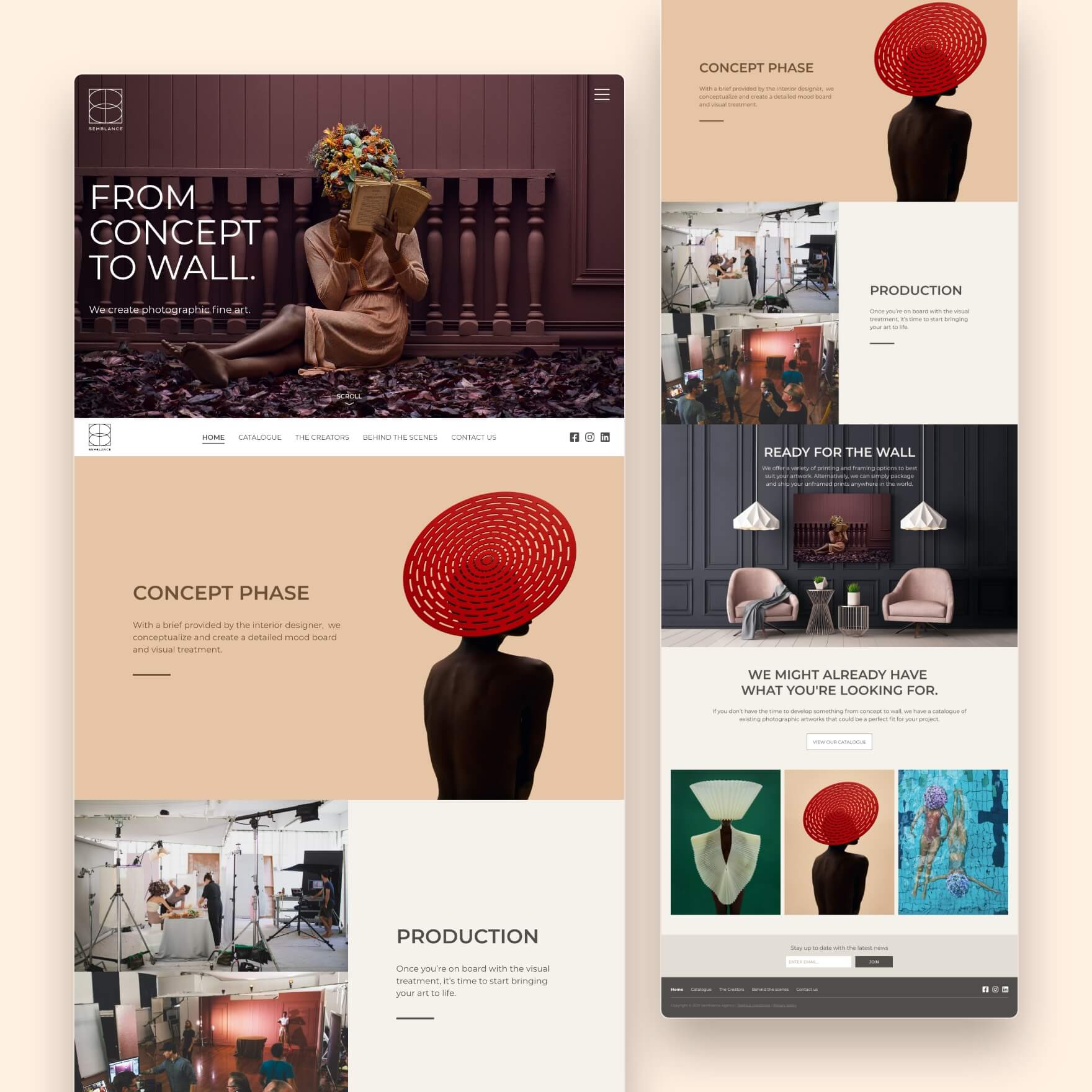 the homepage design of Semblance agency
