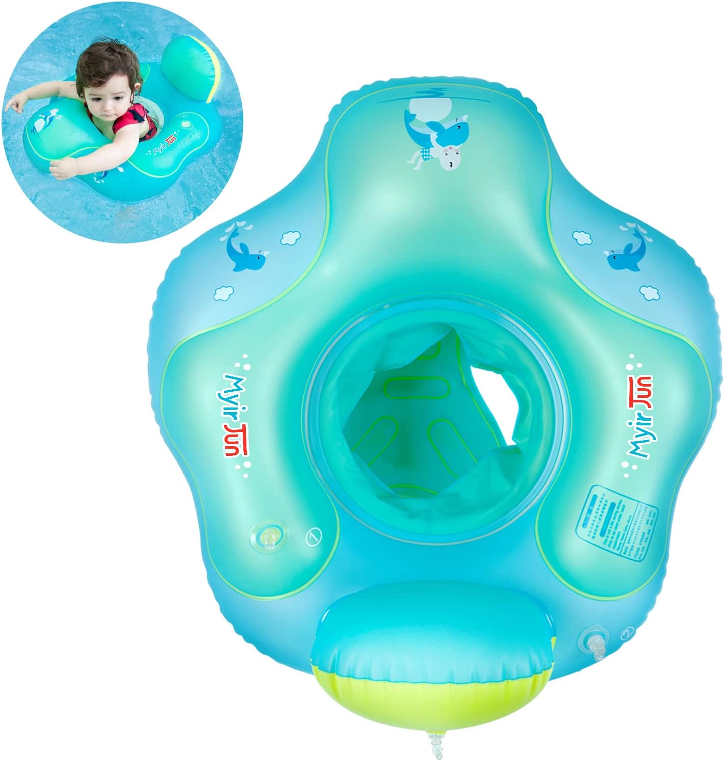 flotador infantil azul con respaldo y asiento