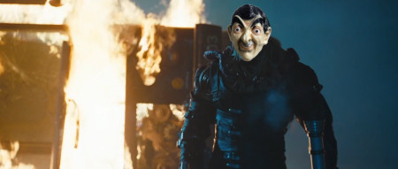A terrible photoshop that Jay created, superimposing a rubber mark of Mr. Bean over the face of Nemesis