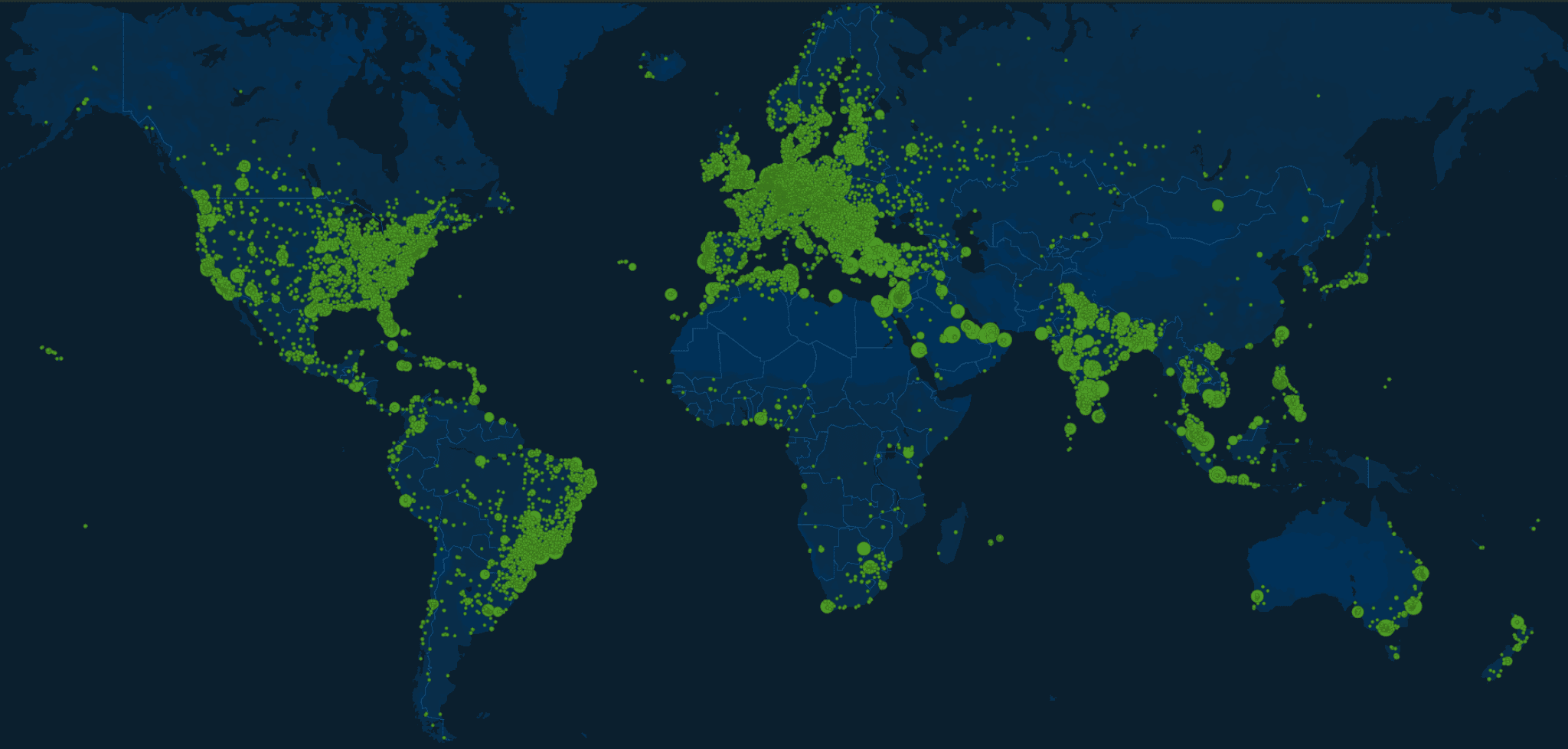 World map showing Salad's individual compute nodes