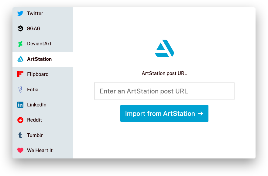 Screenshot of the ArtStation service