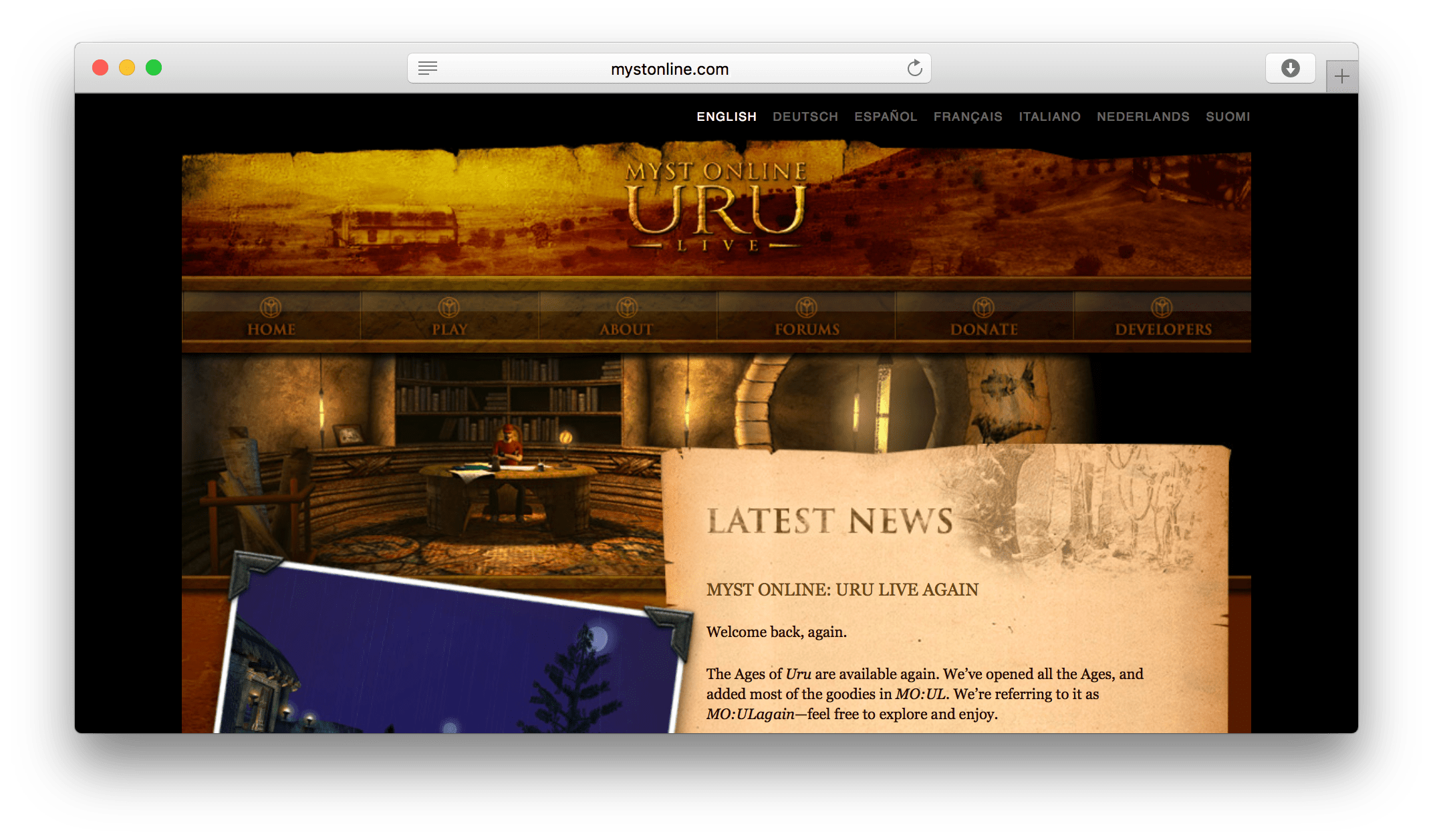 Myst Online website screenshot