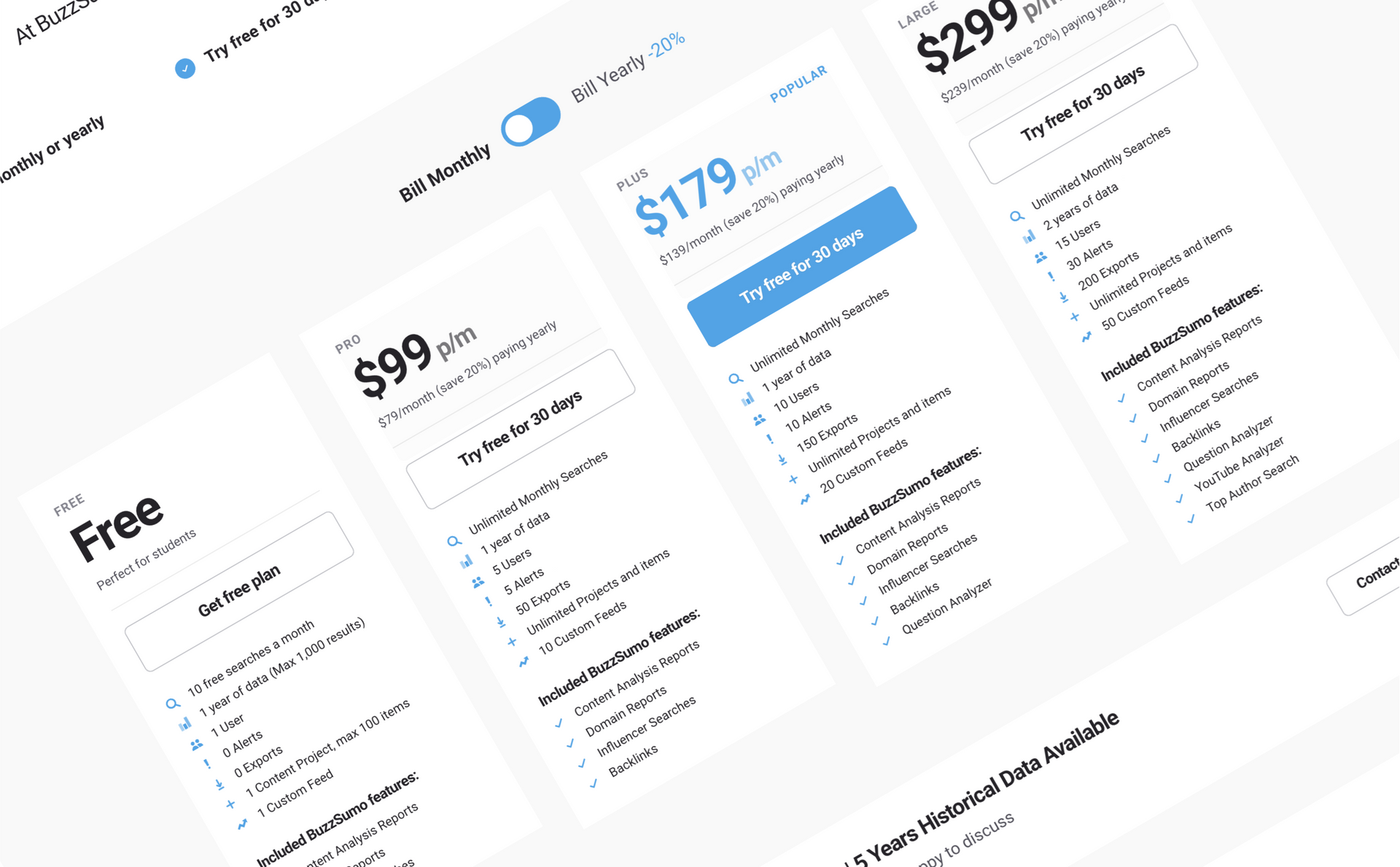 Buzzsumo pricing page