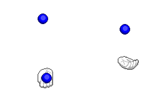 Three ball reverse cascade juggling animation