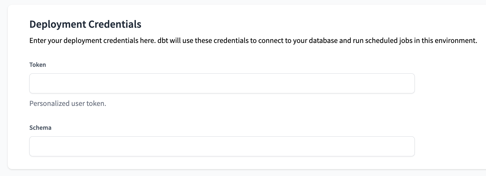 Spark Deployment Credentials Settings