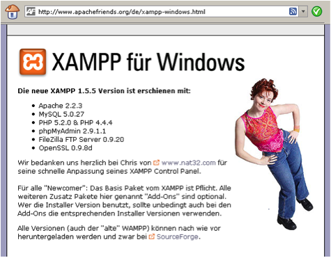 Abbildung 122: Webseite von apachefriends.org, download von XAMPP