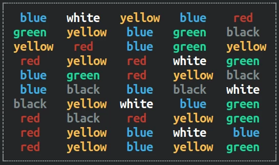 Color word box - congruent stimulus