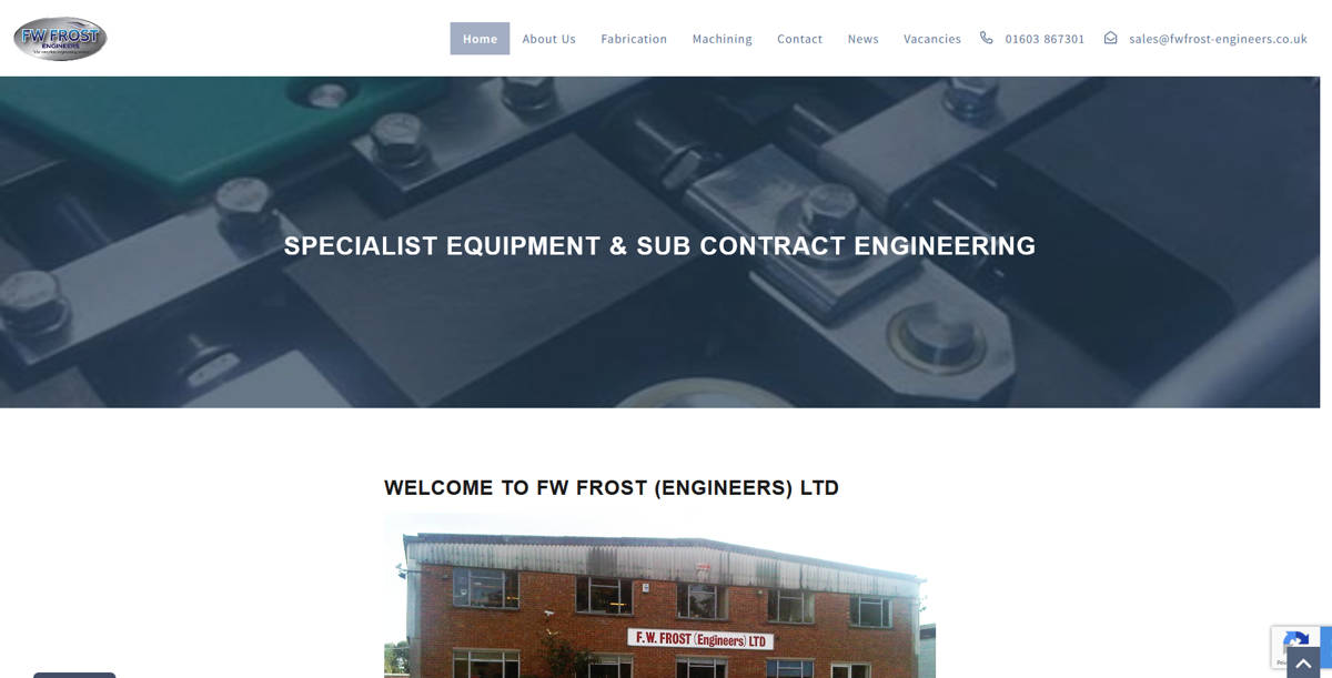 F.W.Frost (Engineers) Ltd website frontpage