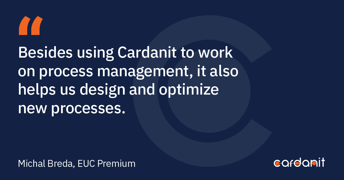 Besides using Cardanit to work on process management, it also helps us design and optimize new processes