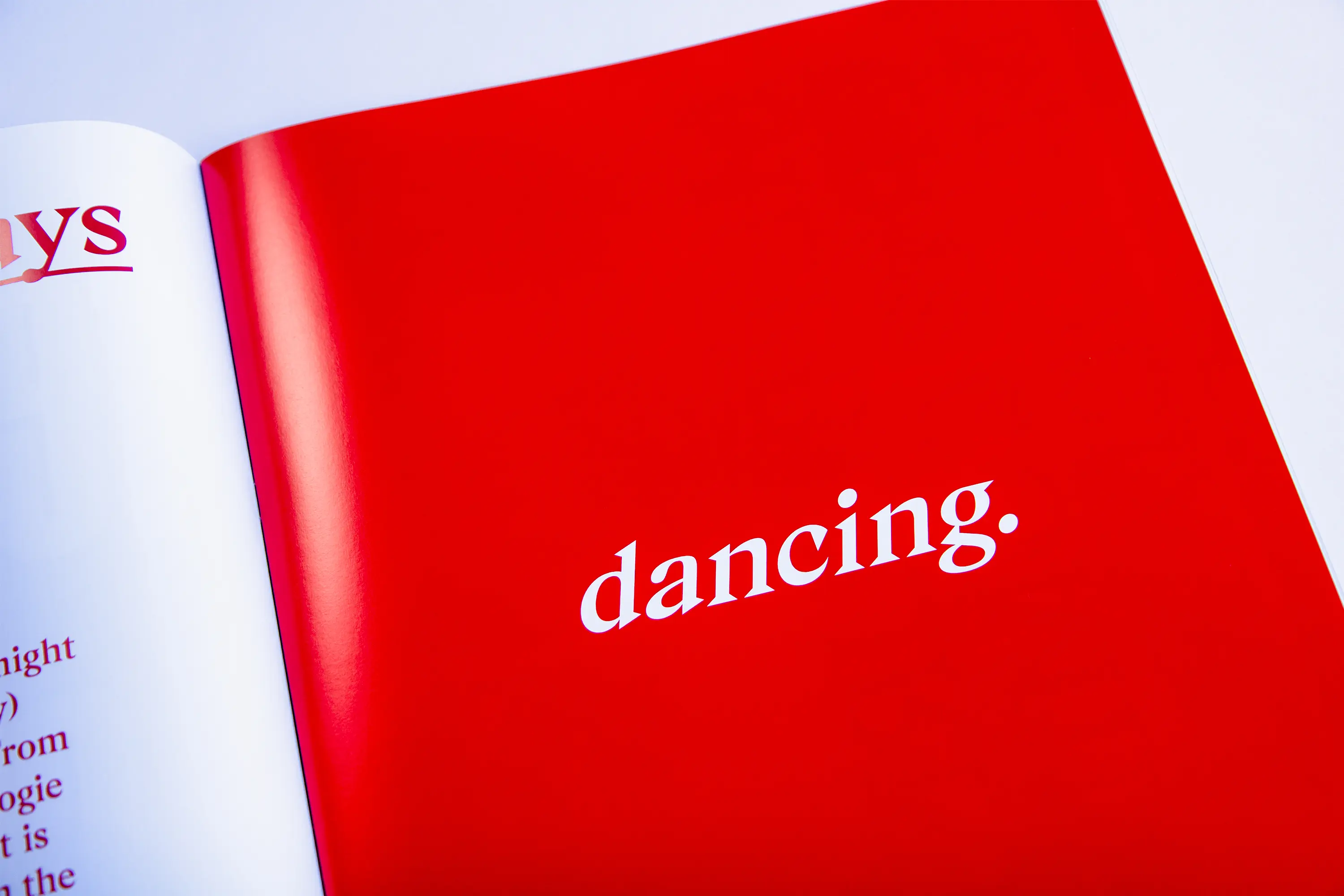Resonate Magazine - bright red 'dancing' spread