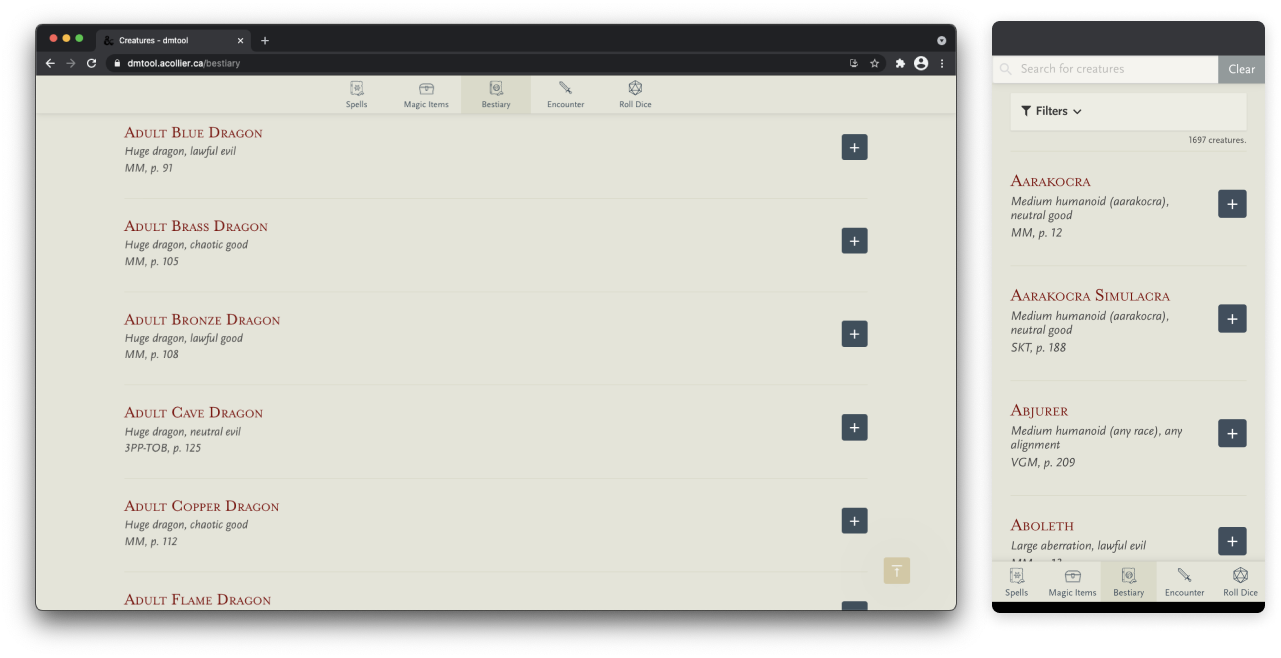 DMTool uses design patterns suited to the platform it is used on