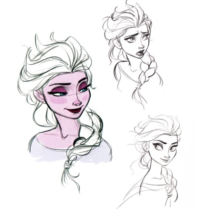 Elsa character sketches, Frozen, Jin Kim