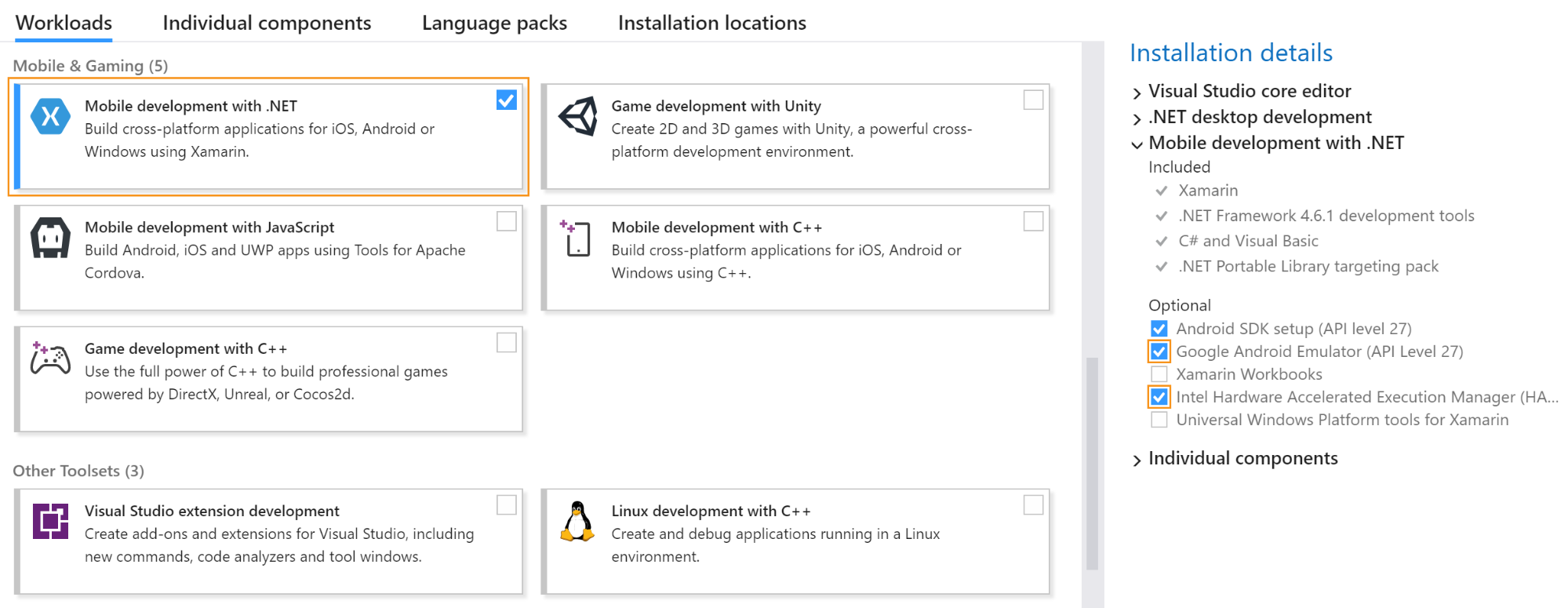 install android sdk for xamarin mac