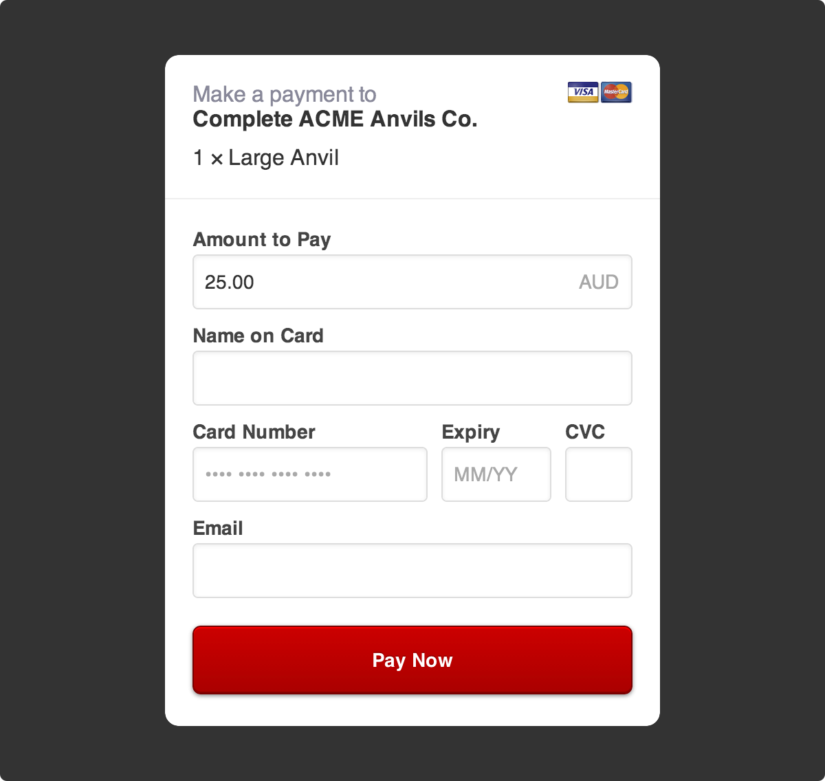 Inline form - PIN Payments Integration