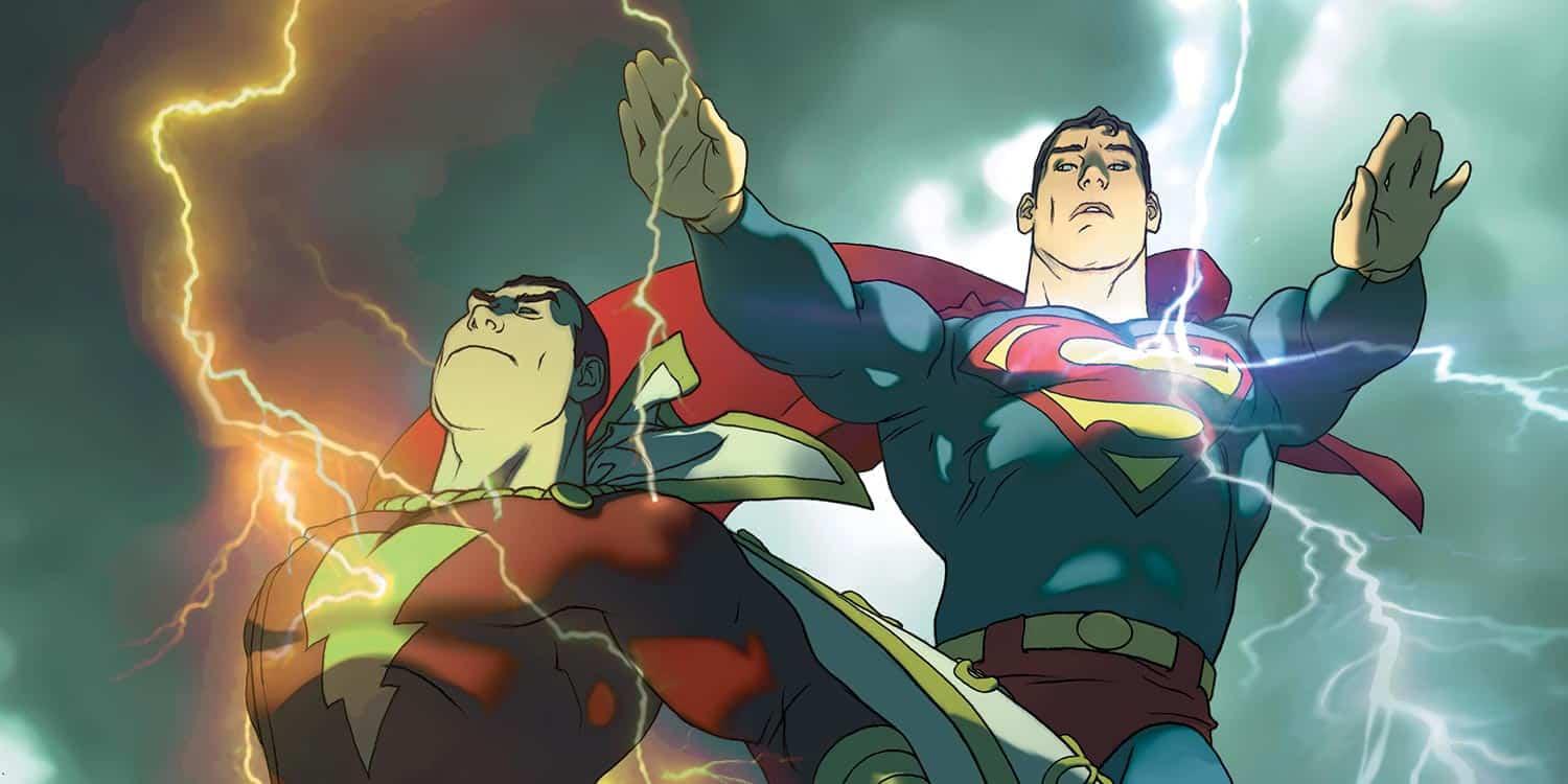 Capa de Superman e Shazam O Primeiro Trovão