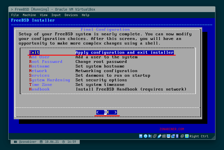 Apply Configuration and exit installer Apply Configuration and exit installer