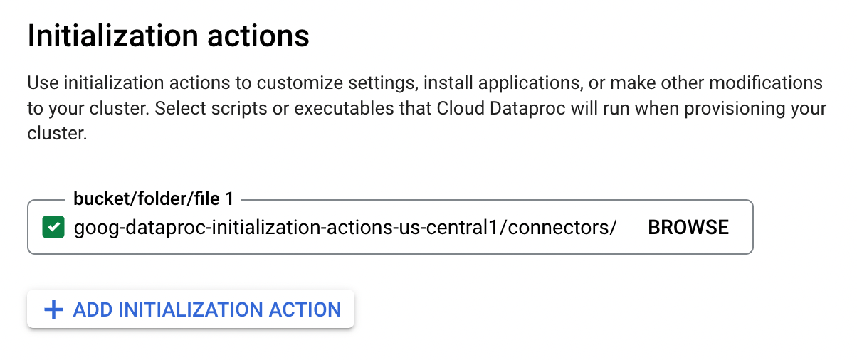 Add the Spark BigQuery connector as an initialization action