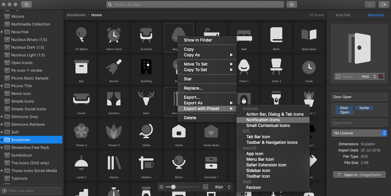 Exporting in IconJar