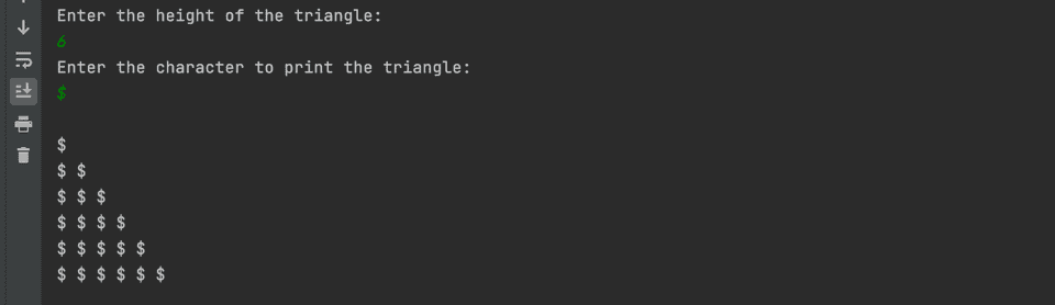 Java print right angled triangle