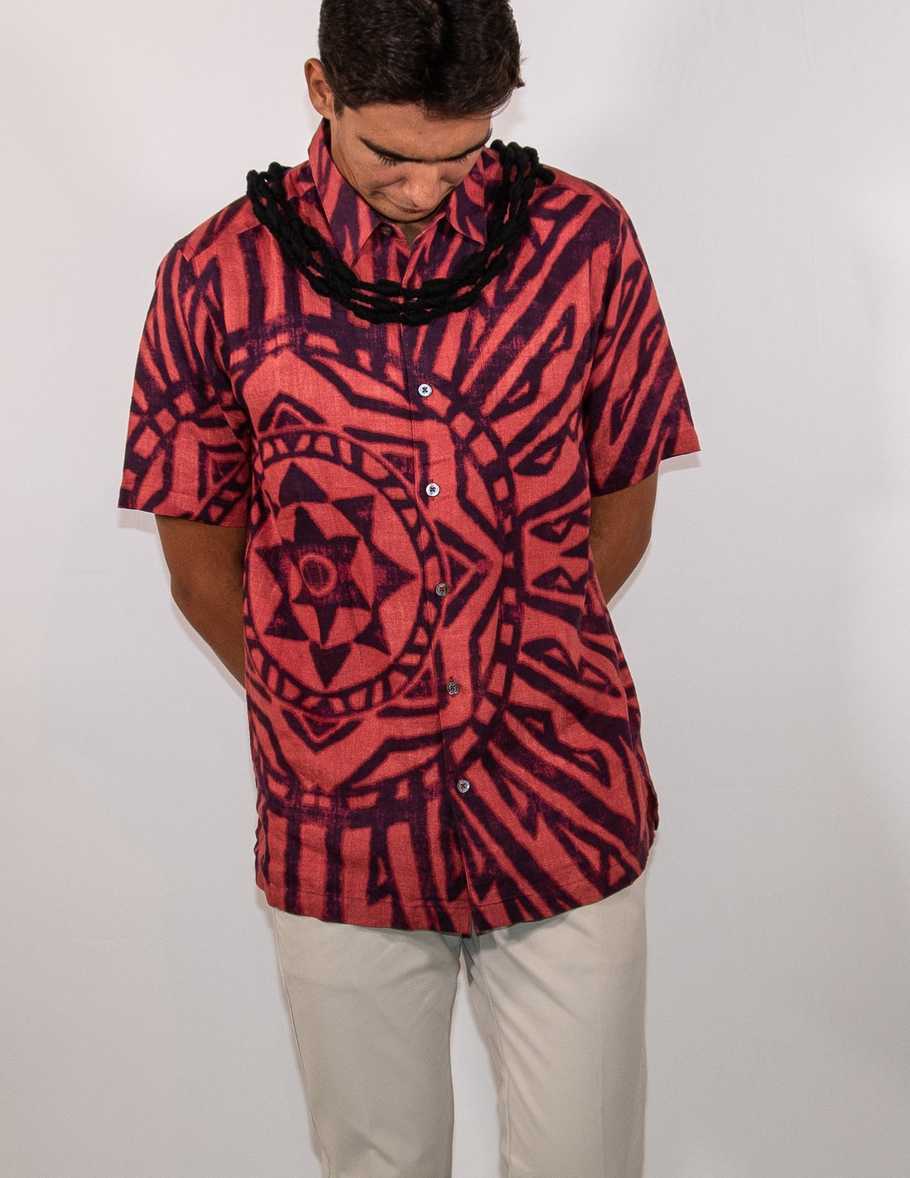 maikahookui-button-down-aloha-shirt - Alaea Red / 2XL / Linen